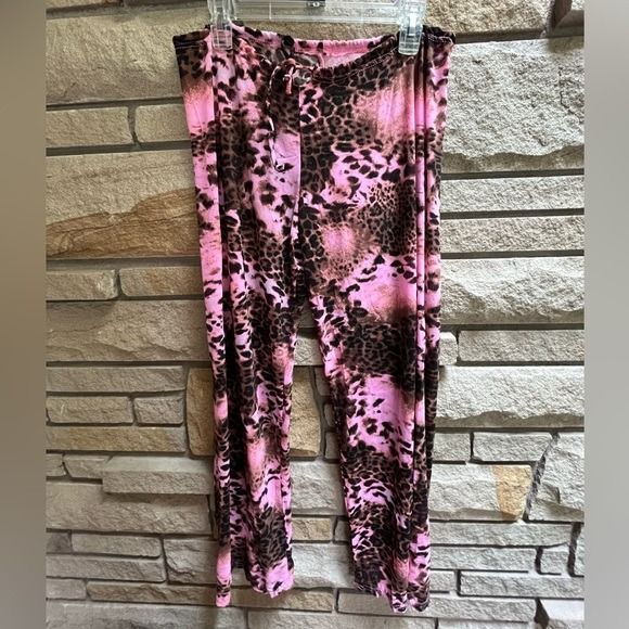 Vintage Y2K VENUS Swimwear Coverup Mesh Animal Print pants Pink Brown Small - Picture 1 of 6